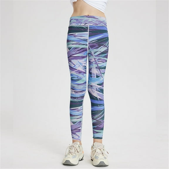 Girls Tie Dye Leggings High Stretch Athletic Pants For Everyday Wear Comfortable Sports Yoga Pants For Toddler Kids And Teens Soft Breathable Fabric Trendy Girls Pants Blue 3-4 Years