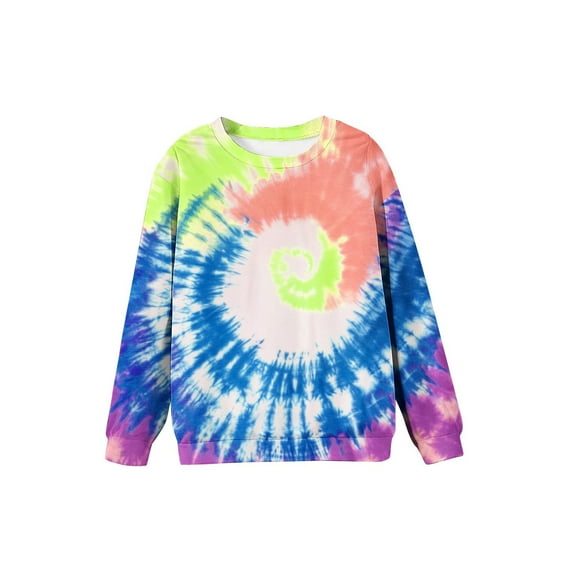 Girls Tie-Dye Sweatshirts Cute Trendy Fall Pullover Crop Tops for Teen Girls Long Sleeve Sweater Clothes Blue 2-3 Years