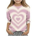 thumbnail image 1 of Girls Tie Dye T Shirts Long Sleeve Heart Printed Loose Crewneck Casual Tunic Tops Trendy Kids Teens Pullover Cute Blouse, 1 of 4