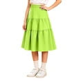 thumbnail image 1 of Girls Tiered Ruffle Midi Skirt,Elastic Waist Solid Flowy A-Line Skirt,Kids Casual Uniform Skirts for Girls Back to School Party, 1 of 5