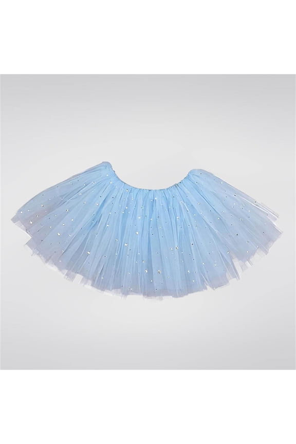 Girls Tiered Skirt Holiday Girl Mesh Tutus Skirt Sparkly Layered Tulles Skirt Princess Birthday A-Line Dance Skirt Light Blue 3Y
