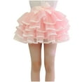 thumbnail image 1 of Girls Tiered Tulle Skirts Princess Bow Ruffle Layered Mesh Tutu Party Dance Skirt Toddler Cute Clothing Pink, 3-4Y, 1 of 5