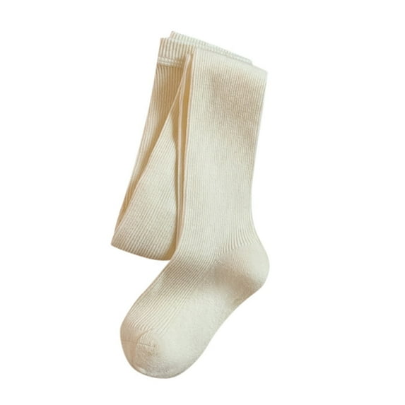 Girls Tights Cable Knit Leggings Cotton Toddler Girls Stockings School Tights Beige 6 Years-7 Years