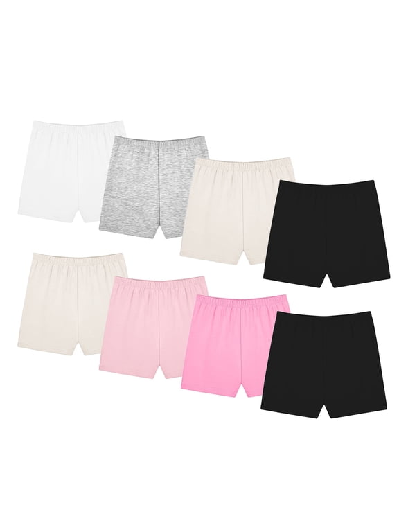 Girls Safety Short Under Dress Dance Tight Pack of 8 Cotton Thin Leggings Bike Short for Toddler Big Kid Aged 2-10