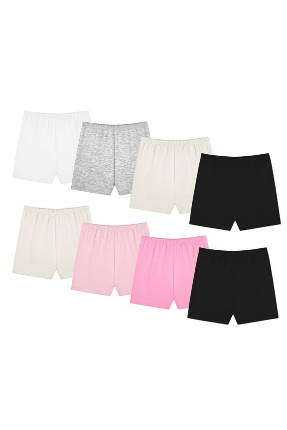 Girls' Tights Short 8 Pack Breathable and Safety Leggings Dance Bike Short for 2-10 Years