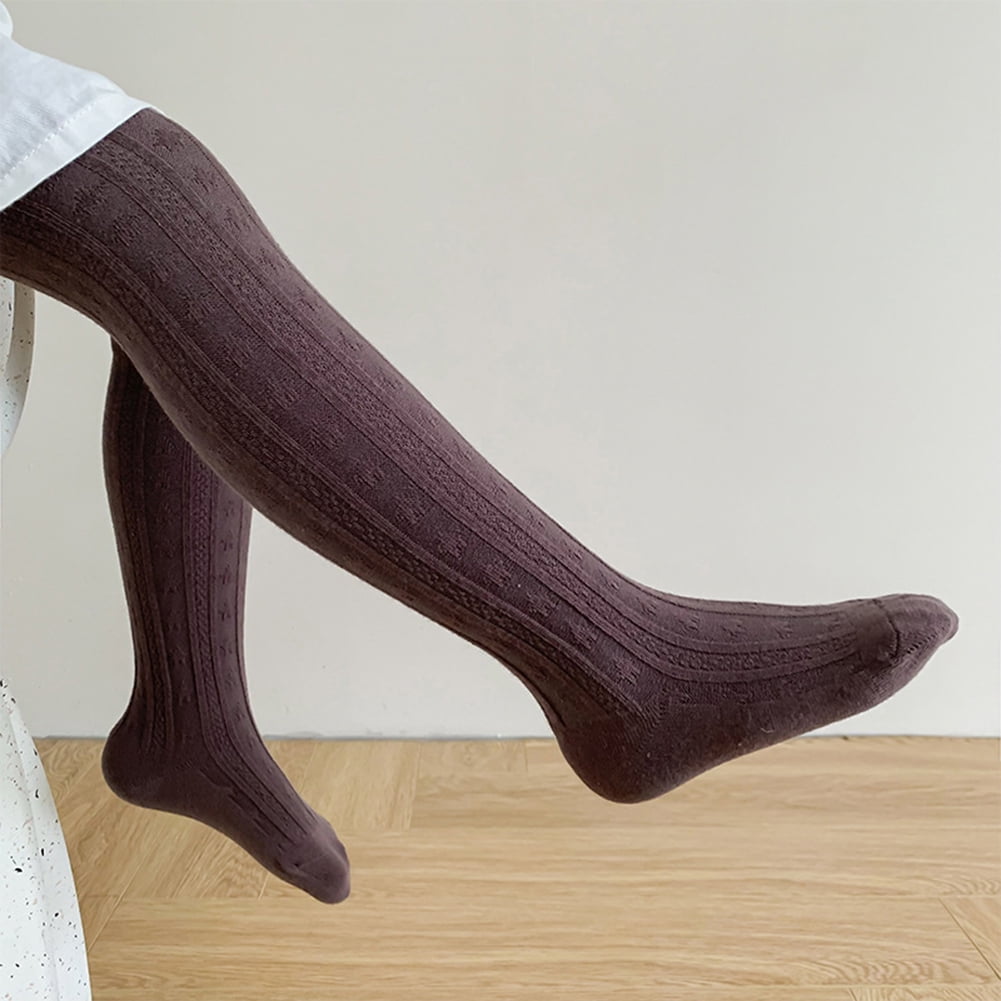 Girls Tights Toddler Seamless Plain/Cable Knit Leggings Stockings 2/3