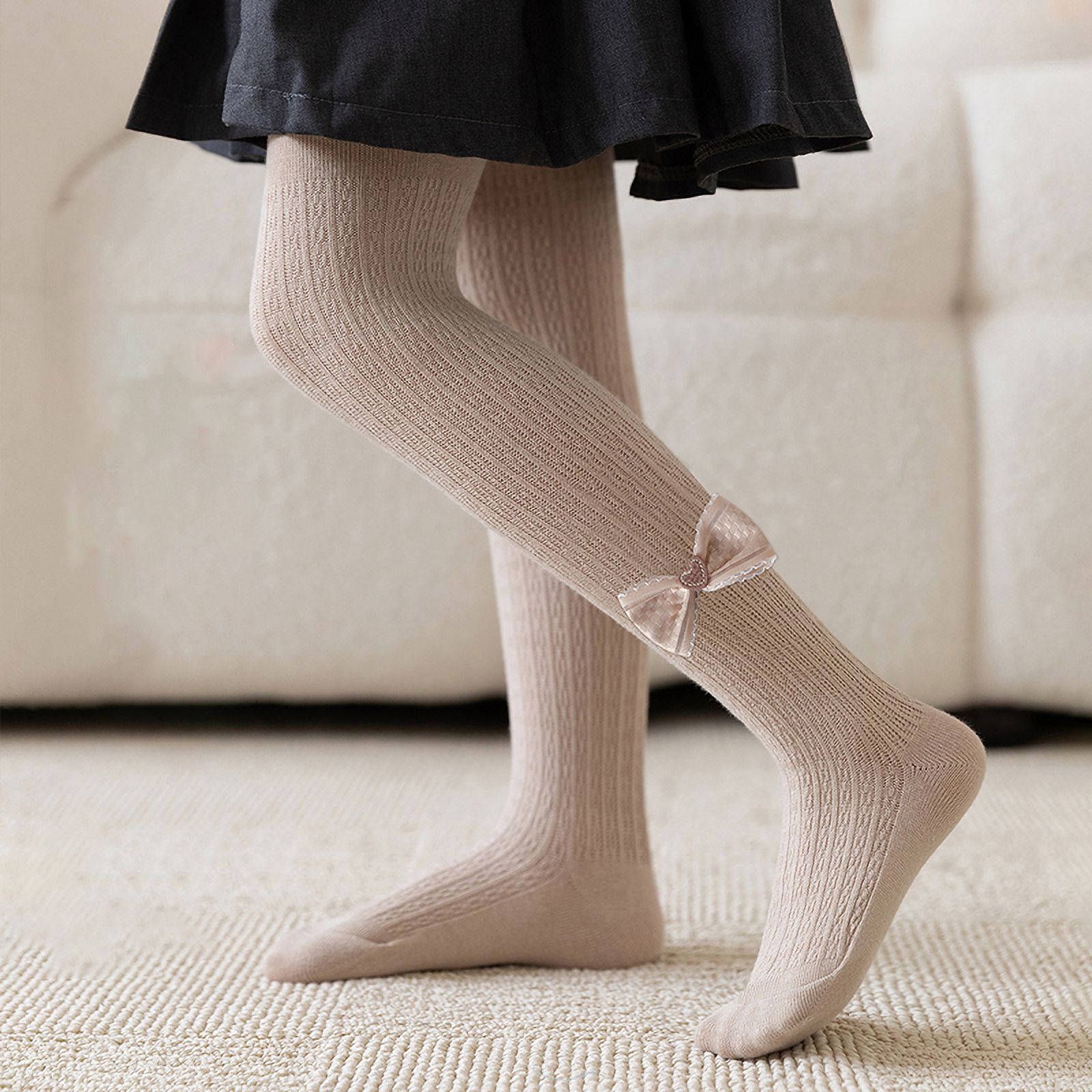 Girls Tights Toddler Seamless Plain/Cable Knit Leggings Stockings