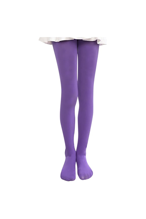 Girls Tights for Dance Ultra Soft Elastic Footed Tights Toddler Girls Warm Stockings Lightweight Stretch Students School Cotton Tights Purples 12-13T