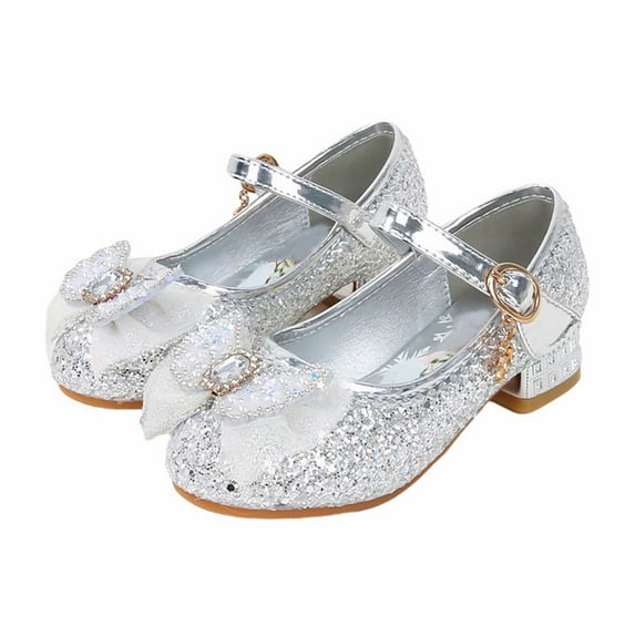 Girls Toddler/Big Kid Elsa Dress Shoes Heel Glitter Bow Party Queen Shoes