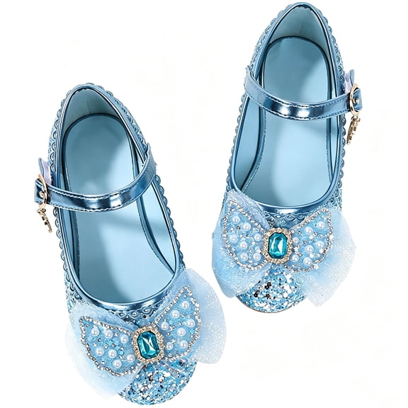 Girls Toddler/Big Kid Snow Queen Dress Shoes Heel Glitter Bow Party Queen Shoes