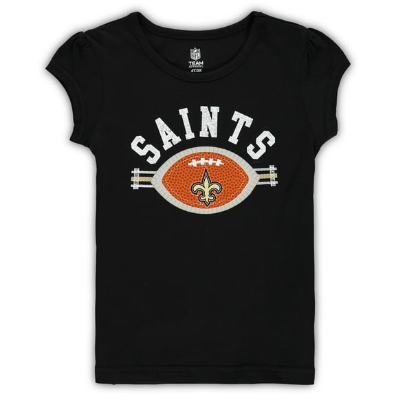Girls Toddler Black New Orleans Saints Football T-Shirt
