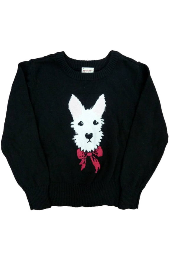 Girls & Toddler Black Scottie Dog Holiday Pullover Sweater 5