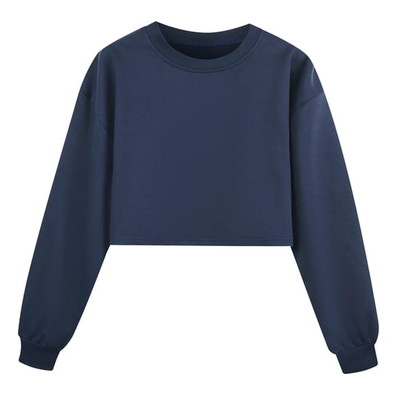 Girls Toddler Boys Sweatshirt Soild Color Print Kids Pullovers(160 13-14 Years,Navy)