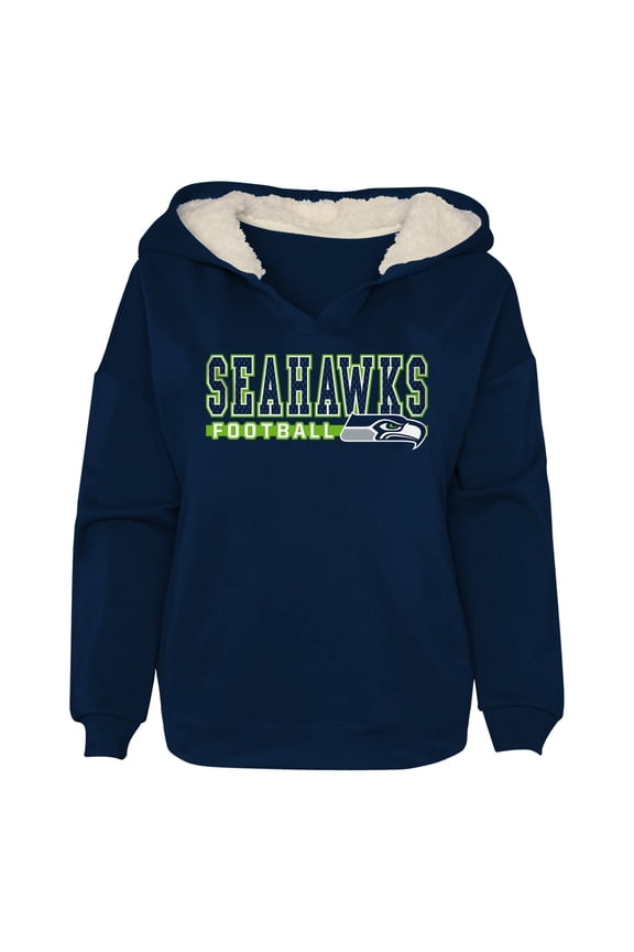 Girls Toddler College Navy Seattle Seahawks Football Pullover Hoodie