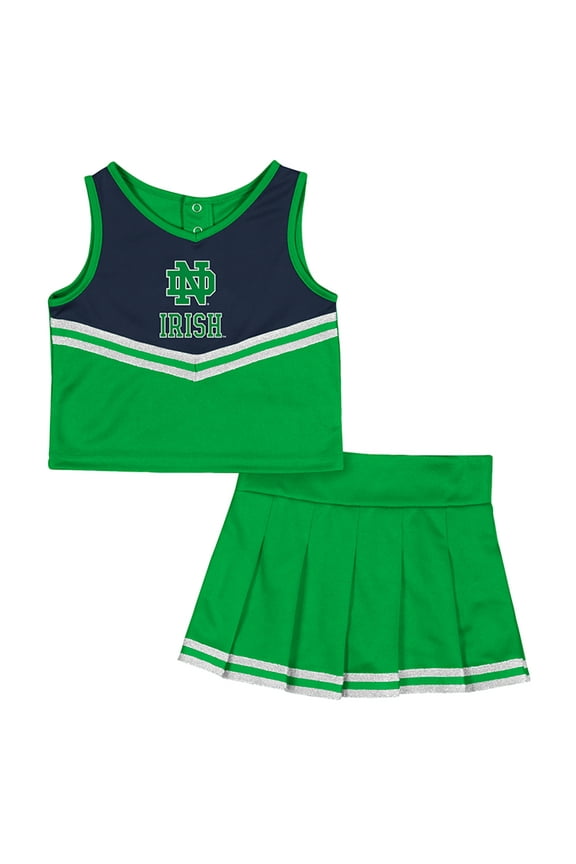 Girls Toddler Colosseum Green Notre Dame Fighting Irish Time For Recess Cheer Top & Skirt Set