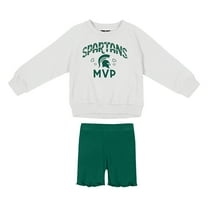 Girls Toddler Colosseum White/Green Michigan State Spartans Beta Fleece Sweatshirt and Shorts Set