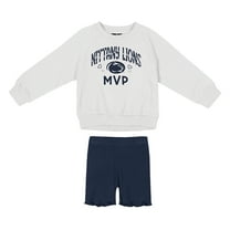 Girls Toddler Colosseum White/Navy Penn State Nittany Lions Beta Fleece Sweatshirt and Shorts Set