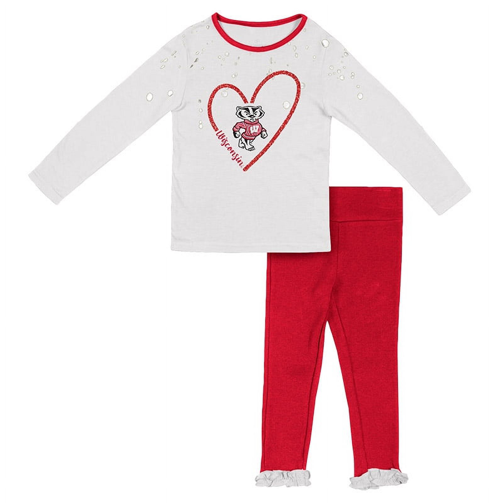 Girls Toddler Colosseum White Red Wisconsin Badgers Onstage Long Sleeve T Shirt Leggings Set Walmart
