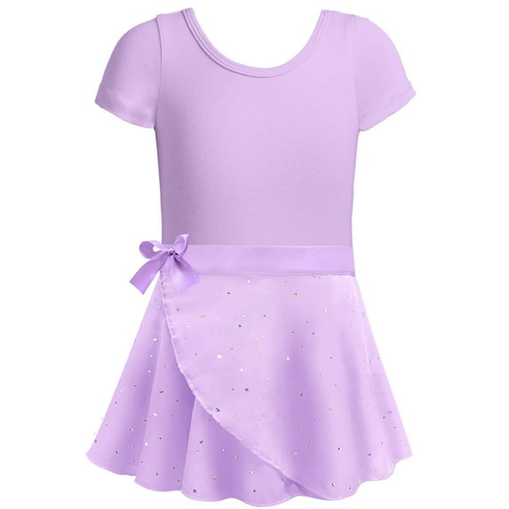 Girls Toddler Dress Ballet Leotards With Removable Skirt Combo Tie Ruffle Sleeve Ballet Dance Outfit For Kid size 7-8T