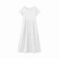 thumbnail image 1 of Girls Toddler Dress Pure Color Round Neck Short Sleeve Comfortable Pocket Long Dresses For Kid Infant size 6-7T, 1 of 6