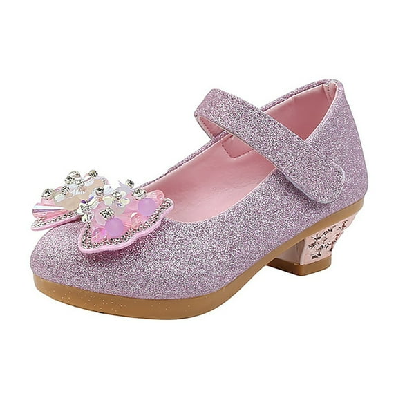 Girls Toddler Dress Shoes Flower Princess Shoes Glitter Mary Jane High Heels for Party Wedding (Little/Big Kid)