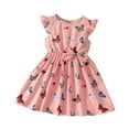 thumbnail image 1 of Girls Toddler Dress Summer Full Butterflies Print Little Flying Sleeve Colourful Beach Wear For Kid Infant size 4T, 1 of 8