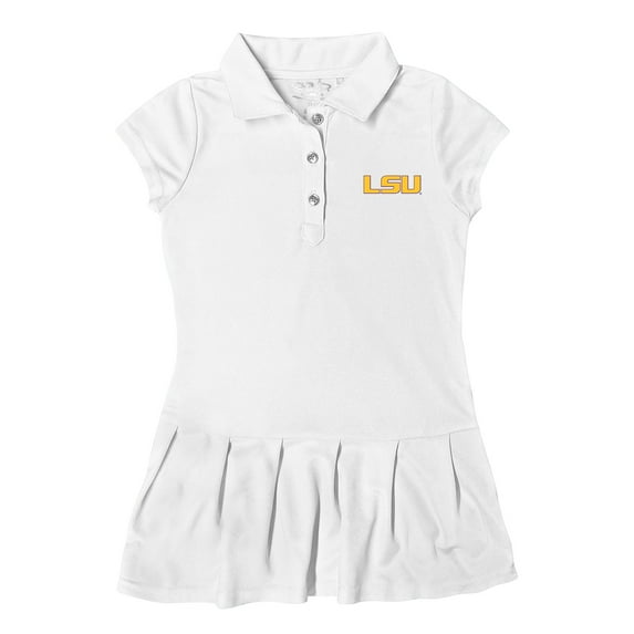 Girls Toddler Garb White LSU Tigers Caroline Cap Sleeve Polo Dress
