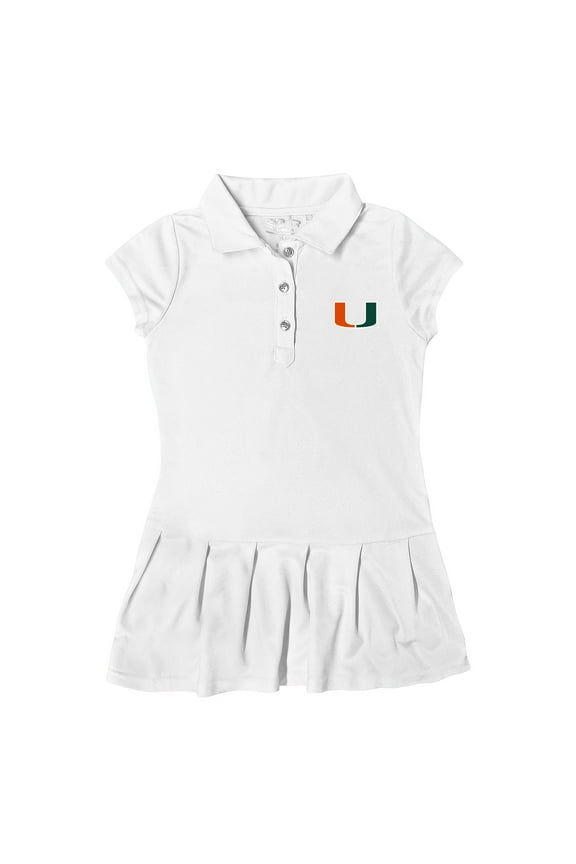 Girls Toddler Garb White Miami Hurricanes Caroline Cap Sleeve Polo Dress