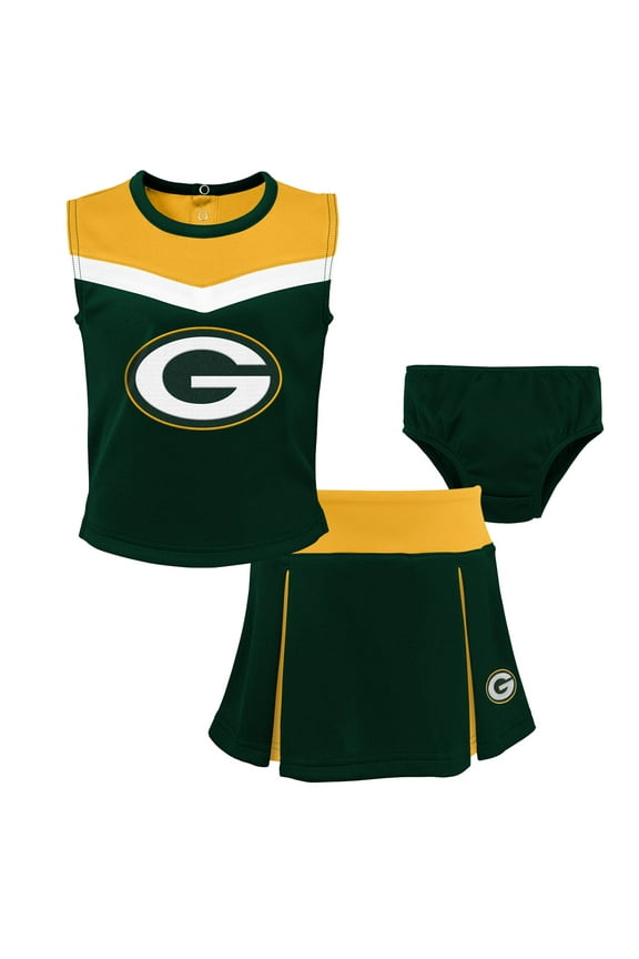 Girls Toddler Green Green Bay Packers Spirit Cheer Two-Piece Cheerleader Set with Bloomers
