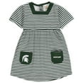 thumbnail image 1 of Girls Toddler Green Michigan State Spartans Striped Dress with Pockets, 1 of 1