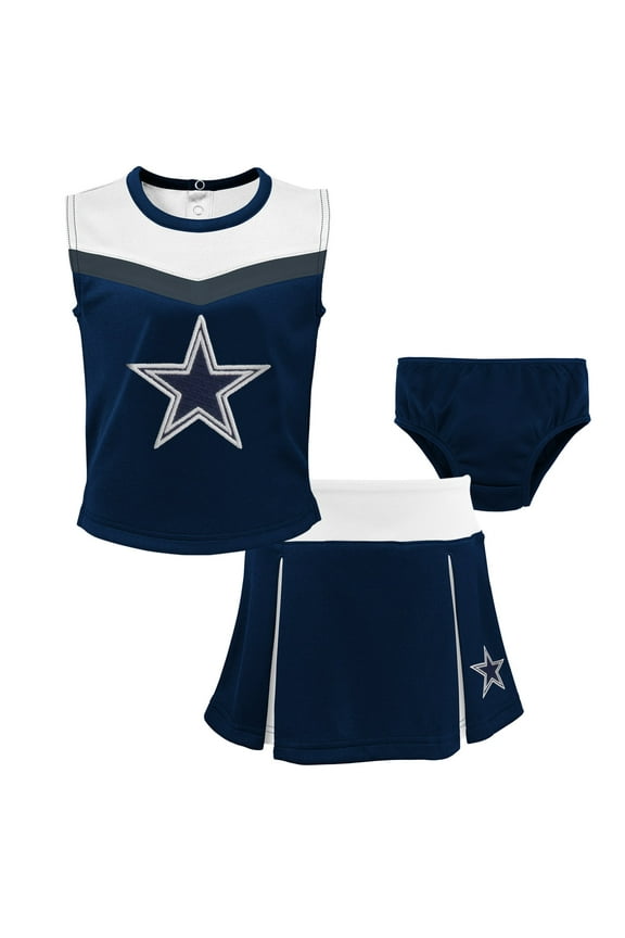 Girls Toddler Navy Dallas Cowboys Spirit Cheer Two-Piece Cheerleader Set with Bloomers