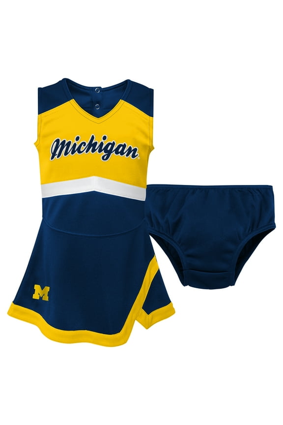 Girls Toddler Navy Michigan Wolverines Cheer Captain Dress & Bloomers Two-Piece Set