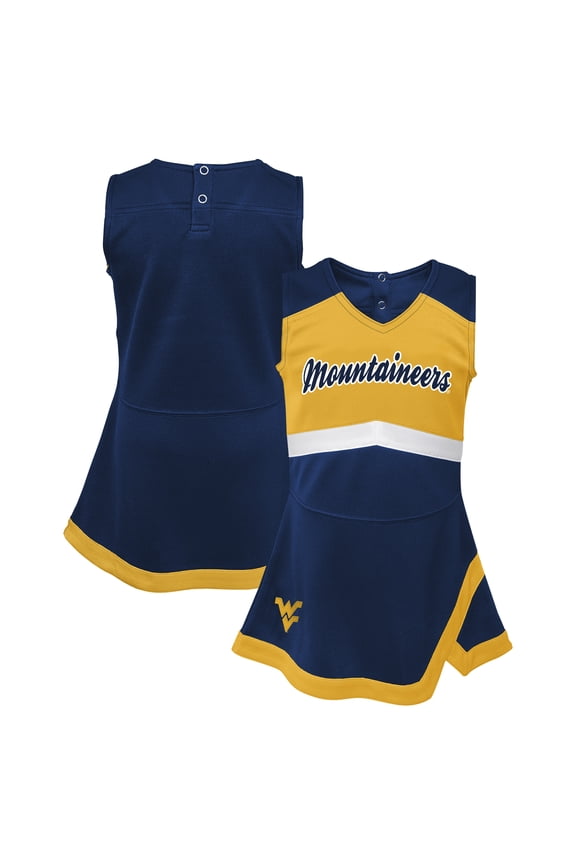 Girls Toddler Navy West Virginia Mountaineers Cheer Captain Dress with Bloomers