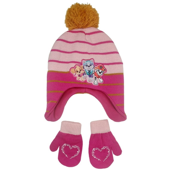 Girls Toddler Paw Patrol Skye Everest Beanie Hat & Mittens 2-Piece Set