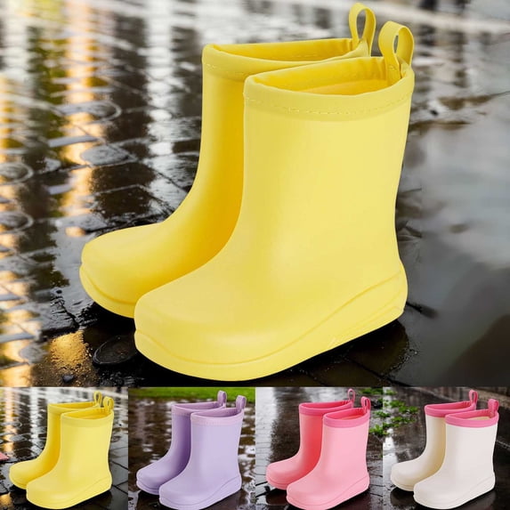 Girls Toddler Rain Boots Waterproof Rubber Mid Calf Lightweight Kids Outdoor Puddle Shoes 2-11Y