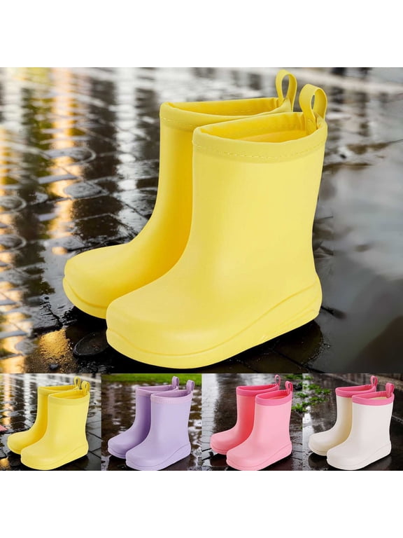 Girls Toddler Rain Boots Waterproof Rubber Mid Calf Lightweight Kids Outdoor Puddle Shoes 2-11Y
