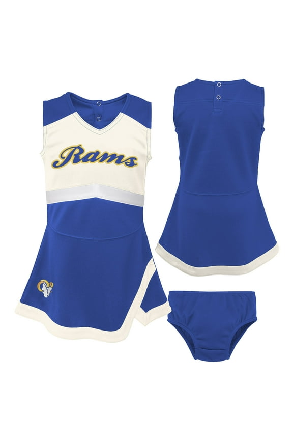 Girls Toddler Royal Los Angeles Rams Cheer Captain Dress with Bloomers