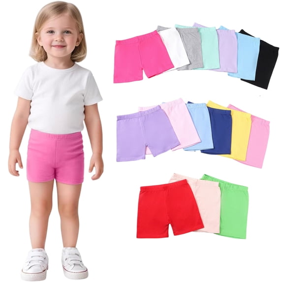 Girls Toddler Shorts Stretch Bike Shorts, Solid Cartwheel Dance Shorts under Dress