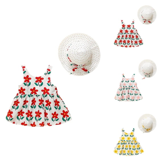 Girls Toddler Summer Casual Sleeveless Prints Dress Dance Party Dresses Clothes Girls Dresses for Holiday Beach Vacation School Daily Play Wear