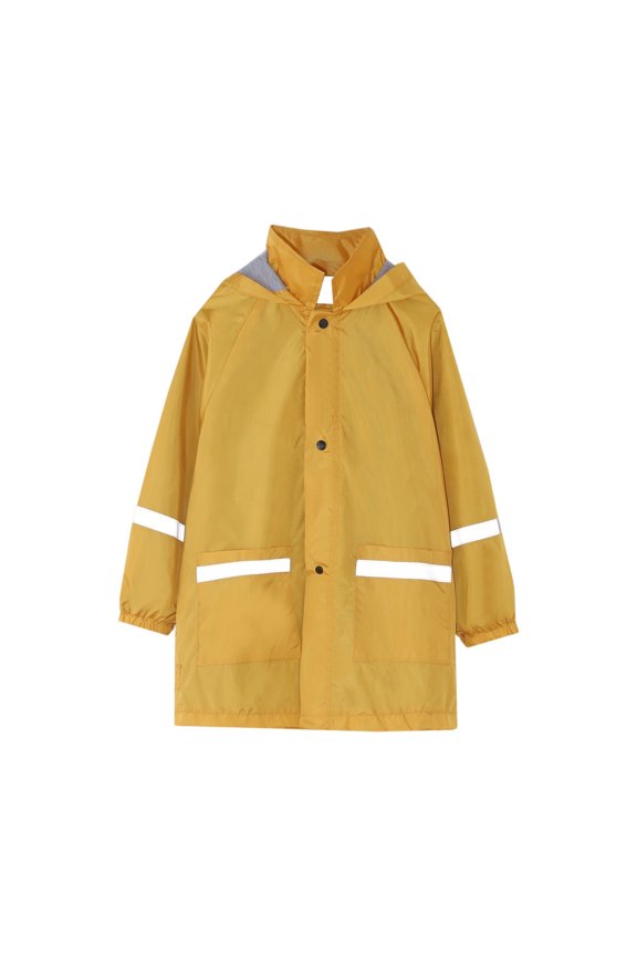 Girls Toddler Waterproof Jacket, Easy Zip Front with Hood, Fun Rain Gear for Puddle Jumping, Outdoor Play & Wet Weather Protection,Yellow,140