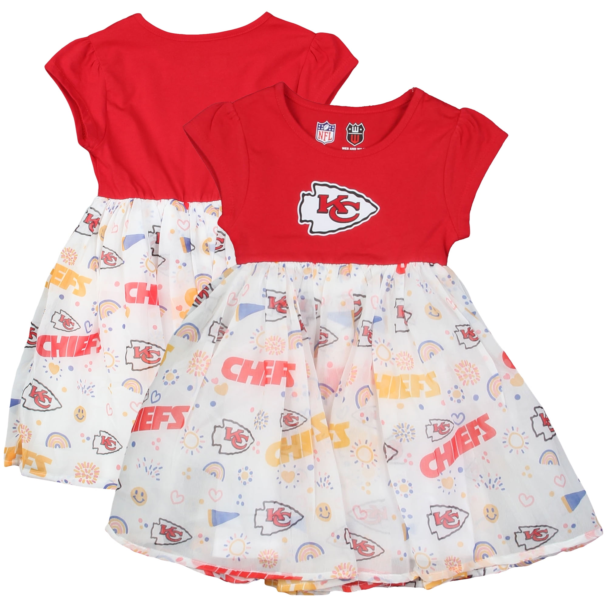Girls Toddler Wes & Willy Red Kansas City Chiefs Princess Dress -  Walmart.com