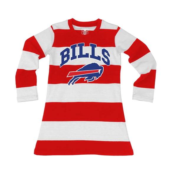 Girls Toddler Wes & Willy  Red/White Buffalo Bills  Long Sleeve Rugby Tri-Blend Dress