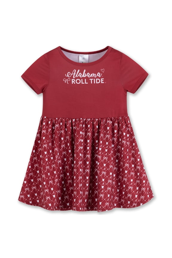 Girls Toddler ZooZatz Crimson Alabama Crimson Tide Short Sleeve Dress