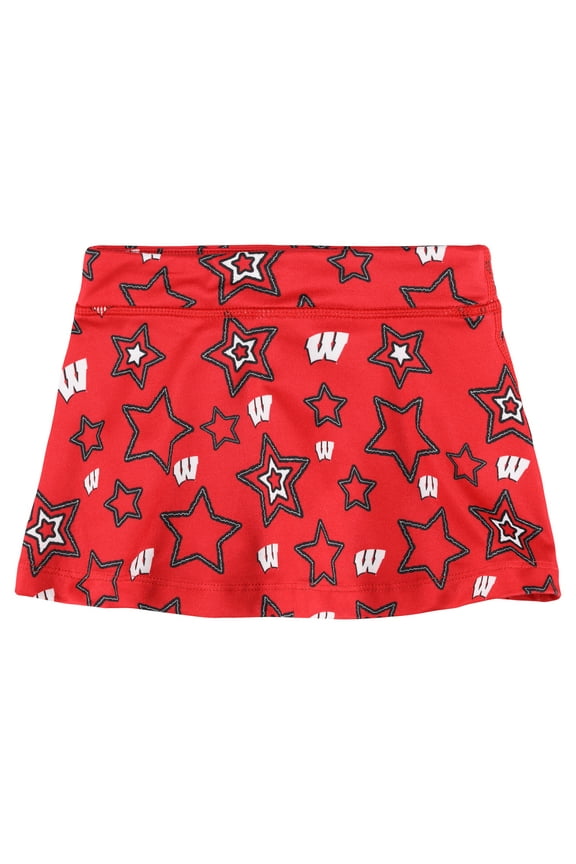 Girls Toddler ZooZatz Red Wisconsin Badgers Star Flowy Skort