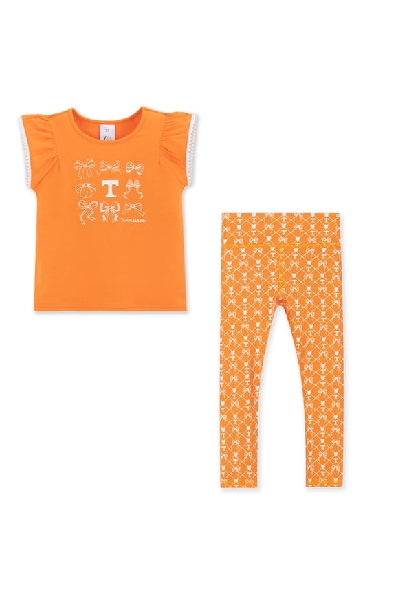 Girls Toddler ZooZatz Tennessee Orange Tennessee Volunteers Tri-Blend Bow Legging and Shirt Set