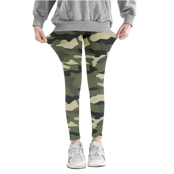 Girls and Toddlers' Leggings New Girls Camouflage Printed Pants High Waist Stretchy Soft Tights Kids Summer Leggings for School Wearing Cute Stretch Leggings for Girls New Greeny 3 Years