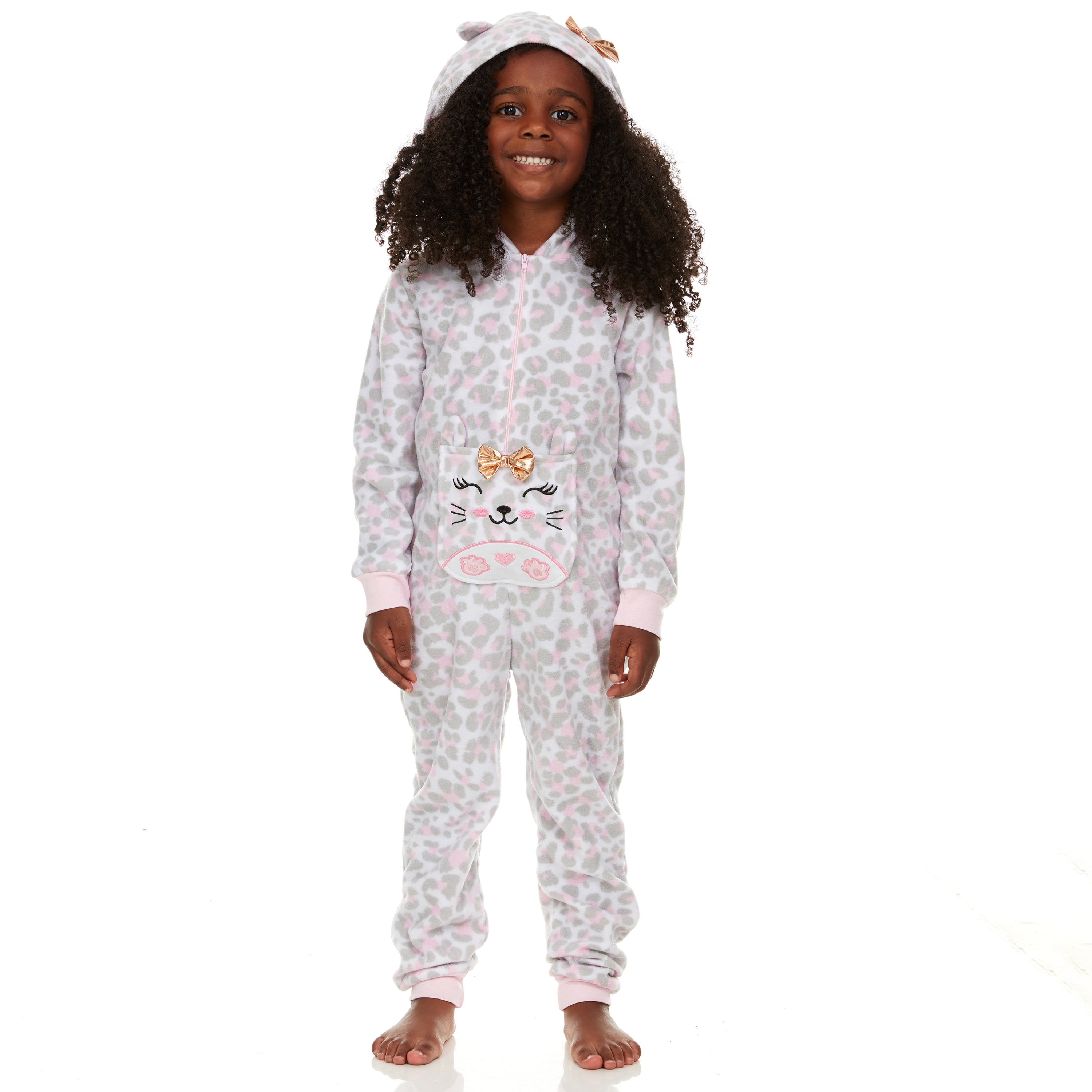 Girls & Toddlers Sleepwear Hooded Onesie Pajama with Pet Pocket, Sizes