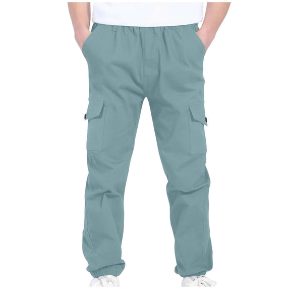 Girls and Toddlers' Sweatpants New Boys Cargo Sweatpants Casual Elastic Waist Baggy Pants Teen Active Workout Joggers Trousers with Pockets Blue 10 Years