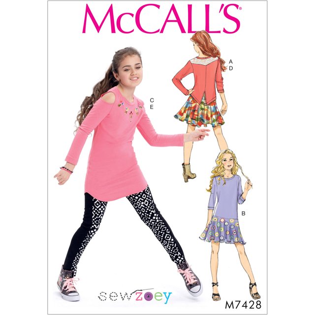 Girls' Top, Dress, Tunic, Skirt and Leggings, All Sizes in 1 Envelope