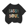 thumbnail image 1 of Girls Tops 5T Black Kid Girls Cute Fashion Printed Round Neck Loose Short Sleeve Tee Summer Casual T Shirt Tops Girl Clothes Summer,10-12 Years, 1 of 4